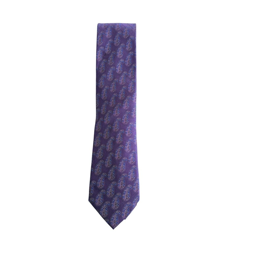 Ermenegildo Zegna Mens Purple Paisley Silk Necktie Made in Italy Formal Business
